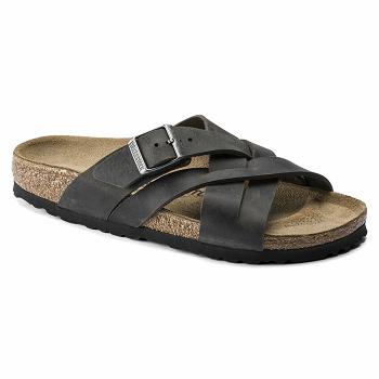 Birkenstock Lugano Oiled Læder Sandaler Herre Sort | DK 221MQZ